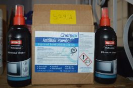 *Two Bottles of Microwave Cleaner & Boxed Antibaks Powder (~15 Packets)