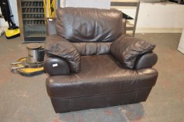 *Brown Faux Leather Armchair