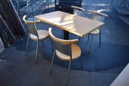 *120x70cmm Lightwood Topped Table on Black Pedesta