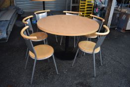 *120cm Circular Lightwood Topped Table on Black Pe