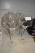 Eight Large Long Stem Wine Glasses