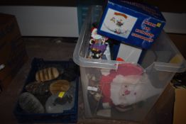 Decorative Cut Rocks, and a Box of Christmas Items