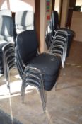 *Four Stackable Reception Chairs with Black Upholstery and Chrome Legs (this lot is located at