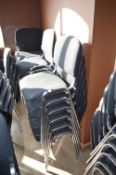 *Six Stackable Reception Chairs with Black Upholstery and Chrome Legs (this lot is located at