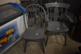 Nine Grey Wooden Chairs (some require attention)