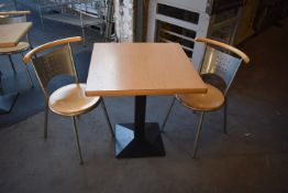 *70cm Square Lightwood Topped Table on Black Pedes