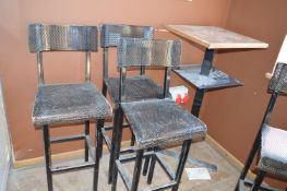*High Poser Table with Under Shelf and Three Metal Stools (this lot is located at Trinity Hotel,