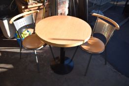 *70cm Circular Lightwood Topped Table on Black Ped