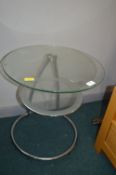 Circular Glass and Chrome Occasional Table