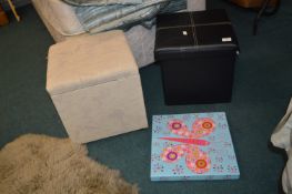 Two Storage Stools and a Folding Storage Box