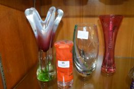 Four Studio Glass Vases