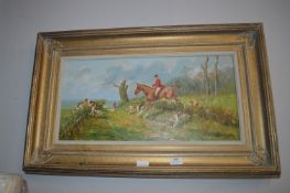 Framed Oil on Canvas Hunting Scene by Allen Blackm