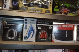 *George Foreman Grill, Russell Hobbs Kettles, and a Tower Iron (salvage)