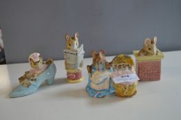 Four Royal Albert Beatrix Potter Mouse Figures