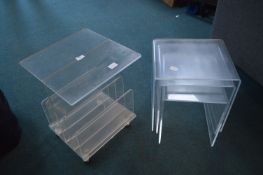 Perspex Magazine Rack and Nest of Tables