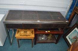 Leather Topped Steel Framed Console Table