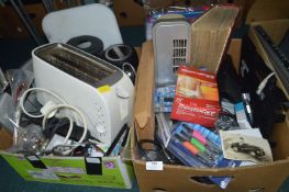 Two Boxes of Household Goods; Toasters, Kettles, S