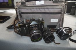 Zenit TTL 35mm Camera Kit with Chinon f55 Lens etc