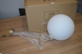 iLite White Globe Pendant Lamp with Gold Effect Fi