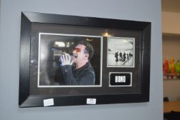 Signed Bono Framed Photograph and CD Cover