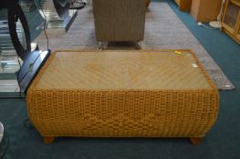 Basketwork Glass Topped Coffee Table