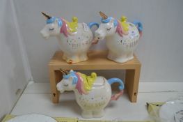 Three Unicorn Teapots