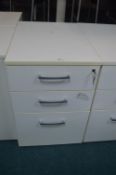 *White Three Drawer Filing Unit with Key