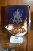 Royal Crown Derby Wren Paperweight with Silver Sto