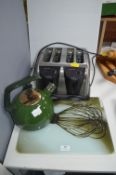 Four Slice Toaster, Whistling Kettle, and Two Glas