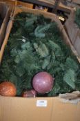 *Three Artificial Fir Christmas Garlands with Baubles