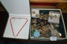 Vintage Costume Jewellery Necklaces, Ring, Cufflin