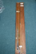 Vintage Fishing Rod with Wooden Case