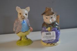 Two Royal Albert Beatrix Pottery Pig Figures
