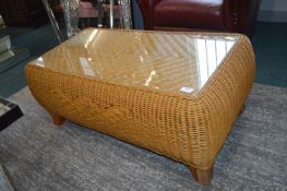 Basketwork Glass Topped Coffee Table