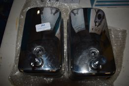 Two Chrome Wall Mounted Soap Dispensers