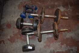 Four Pairs of Dumbbells 10kg, 7.5kg, 3kg and 1kg
