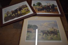 Three Framed Prints of Shire Horses