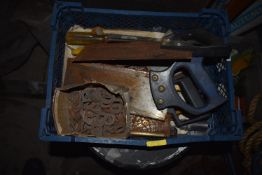 Tray of Wood Saws, Screwdrivers, etc.