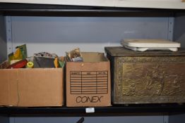 *Contents of Shelf to Include Box of Assorted Screws, Bulbs, Old Coal Scuttle, etc.