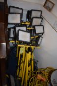 Six Pairs of Work Lights on Tripods