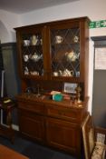 Darkwood Wall unit with Glazed Top Cabinet