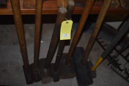 Four Sledgehammers, Two Wooden and One Rubber Mallets