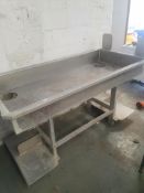 * Aluminimum sorting table with 4 chutes and space for bins under. 1900w x 920d x 1000h