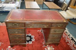 Desk with Red Leather Tooled Top