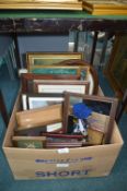 Box of Smaller Framed Pictures and Prints
