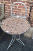 Circular Metal Framed Mosaic Garden Table, and a S
