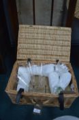 Picnic Hamper Basket Containing Glassware