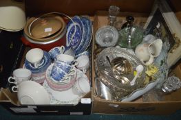 Two Boxes of Pottery and Glassware etc.