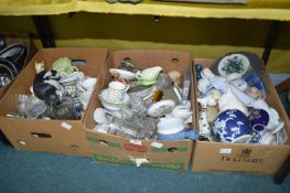 Three Boxes of Pottery and Glassware