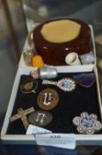 Vintage Enamel Badges, Brooches, Thimbles, etc.